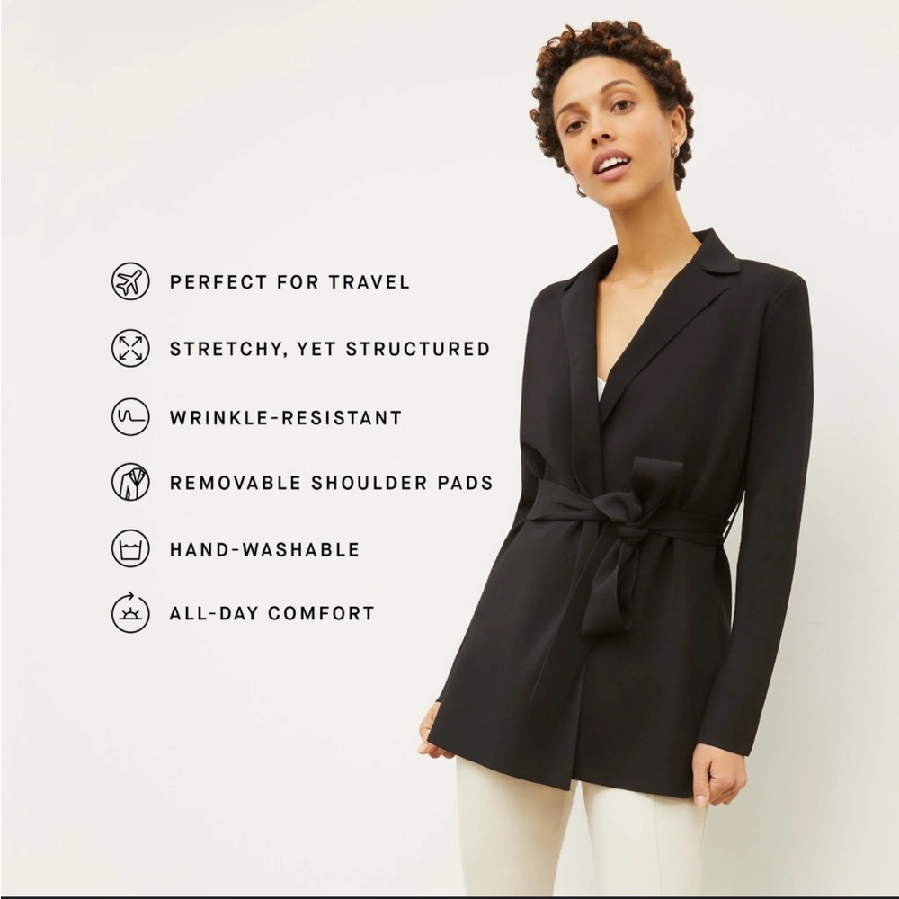 MM Lafleur The Merritt Wrap Jardigan blazer black size medium - Picture 3 of 13